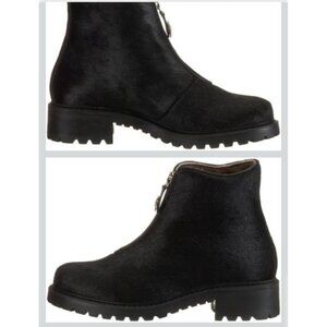 Diavolezza Women's Boots Shearling Black Ankle Boots Fur Zip Front Winter Shoes